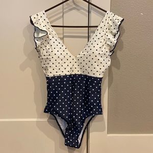 Summersalt one-piece swimsuit. Size 6. White and blue.
